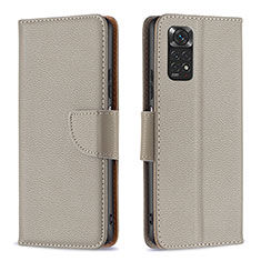 Funda de Cuero Cartera con Soporte Carcasa B06F para Xiaomi Redmi Note 11 4G (2022) Gris