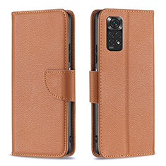 Funda de Cuero Cartera con Soporte Carcasa B06F para Xiaomi Redmi Note 11 4G (2022) Marron