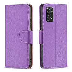 Funda de Cuero Cartera con Soporte Carcasa B06F para Xiaomi Redmi Note 11 4G (2022) Morado