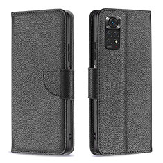 Funda de Cuero Cartera con Soporte Carcasa B06F para Xiaomi Redmi Note 11 4G (2022) Negro