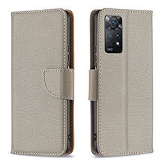 Funda de Cuero Cartera con Soporte Carcasa B06F para Xiaomi Redmi Note 11 Pro 4G Gris