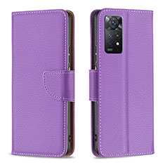 Funda de Cuero Cartera con Soporte Carcasa B06F para Xiaomi Redmi Note 11 Pro 4G Morado