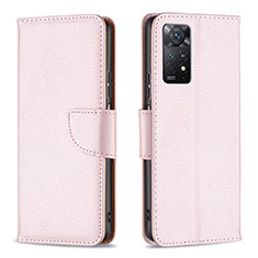 Funda de Cuero Cartera con Soporte Carcasa B06F para Xiaomi Redmi Note 11 Pro 4G Oro Rosa