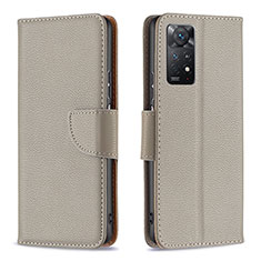 Funda de Cuero Cartera con Soporte Carcasa B06F para Xiaomi Redmi Note 11 Pro 5G Gris