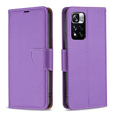 Funda de Cuero Cartera con Soporte Carcasa B06F para Xiaomi Redmi Note 11 Pro+ Plus 5G Morado