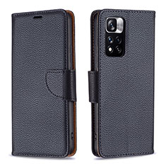 Funda de Cuero Cartera con Soporte Carcasa B06F para Xiaomi Redmi Note 11 Pro+ Plus 5G Negro