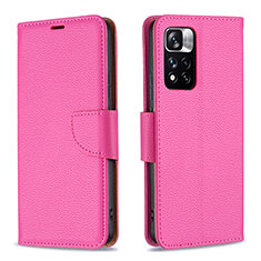 Funda de Cuero Cartera con Soporte Carcasa B06F para Xiaomi Redmi Note 11 Pro+ Plus 5G Rosa Roja