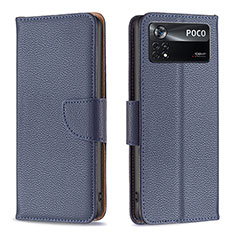 Funda de Cuero Cartera con Soporte Carcasa B06F para Xiaomi Redmi Note 11E Pro 5G Azul