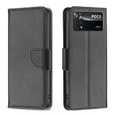 Funda de Cuero Cartera con Soporte Carcasa B06F para Xiaomi Redmi Note 11E Pro 5G Negro