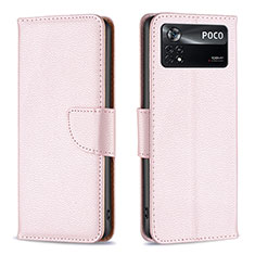 Funda de Cuero Cartera con Soporte Carcasa B06F para Xiaomi Redmi Note 11E Pro 5G Oro Rosa