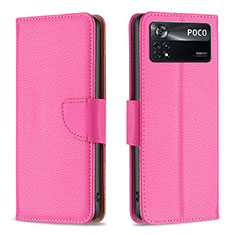 Funda de Cuero Cartera con Soporte Carcasa B06F para Xiaomi Redmi Note 11E Pro 5G Rosa Roja