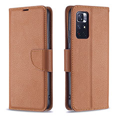 Funda de Cuero Cartera con Soporte Carcasa B06F para Xiaomi Redmi Note 11T 5G Marron