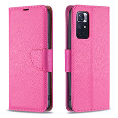 Funda de Cuero Cartera con Soporte Carcasa B06F para Xiaomi Redmi Note 11T 5G Rosa Roja