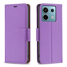 Funda de Cuero Cartera con Soporte Carcasa B06F para Xiaomi Redmi Note 13 Pro 5G Morado