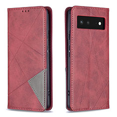 Funda de Cuero Cartera con Soporte Carcasa B07F para Google Pixel 6 5G Rojo