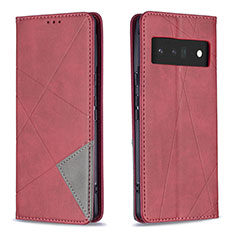 Funda de Cuero Cartera con Soporte Carcasa B07F para Google Pixel 6 Pro 5G Rojo