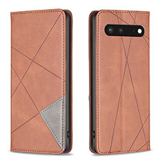 Funda de Cuero Cartera con Soporte Carcasa B07F para Google Pixel 7 5G Marron