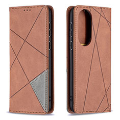 Funda de Cuero Cartera con Soporte Carcasa B07F para Huawei P50 Marron