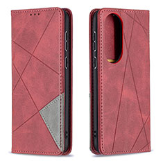 Funda de Cuero Cartera con Soporte Carcasa B07F para Huawei P50e Rojo