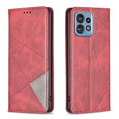 Funda de Cuero Cartera con Soporte Carcasa B07F para Motorola Moto Edge Plus (2023) 5G Rojo