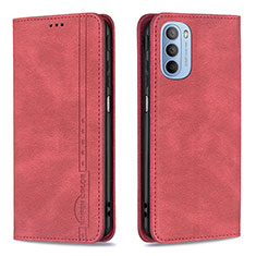 Funda de Cuero Cartera con Soporte Carcasa B07F para Motorola Moto G31 Rojo