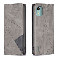 Funda de Cuero Cartera con Soporte Carcasa B07F para Nokia C12 Plus Gris