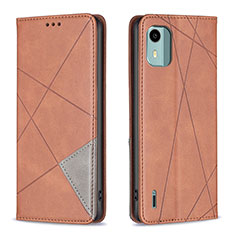 Funda de Cuero Cartera con Soporte Carcasa B07F para Nokia C12 Pro Marron