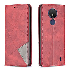 Funda de Cuero Cartera con Soporte Carcasa B07F para Nokia C21 Rojo