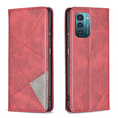 Funda de Cuero Cartera con Soporte Carcasa B07F para Nokia G21 Rojo