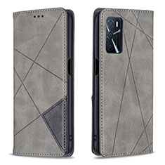 Funda de Cuero Cartera con Soporte Carcasa B07F para Oppo A16 Gris