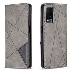 Funda de Cuero Cartera con Soporte Carcasa B07F para Oppo A54 4G Gris