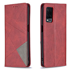 Funda de Cuero Cartera con Soporte Carcasa B07F para Oppo A54 4G Rojo