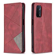 Funda de Cuero Cartera con Soporte Carcasa B07F para Oppo A54 5G Rojo