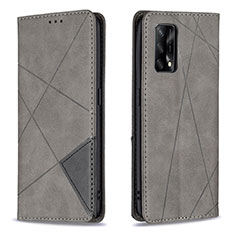 Funda de Cuero Cartera con Soporte Carcasa B07F para Oppo A74 4G Gris