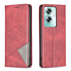 Funda de Cuero Cartera con Soporte Carcasa B07F para Oppo A79 5G Rojo