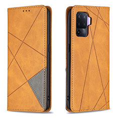 Funda de Cuero Cartera con Soporte Carcasa B07F para Oppo A94 4G Marron Claro