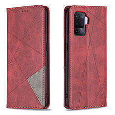 Funda de Cuero Cartera con Soporte Carcasa B07F para Oppo A94 4G Rojo