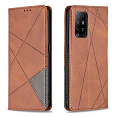 Funda de Cuero Cartera con Soporte Carcasa B07F para Oppo A94 5G Marron