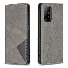 Funda de Cuero Cartera con Soporte Carcasa B07F para Oppo A95 5G Gris