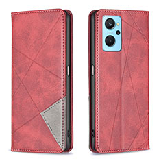 Funda de Cuero Cartera con Soporte Carcasa B07F para Oppo A96 4G Rojo