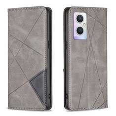 Funda de Cuero Cartera con Soporte Carcasa B07F para Oppo A96 5G Gris