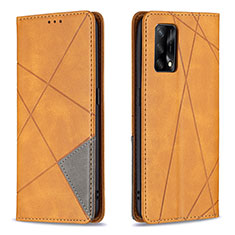 Funda de Cuero Cartera con Soporte Carcasa B07F para Oppo F19 Marron Claro