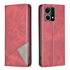 Funda de Cuero Cartera con Soporte Carcasa B07F para Oppo F21 Pro 4G Rojo