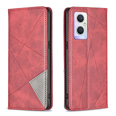 Funda de Cuero Cartera con Soporte Carcasa B07F para Oppo F21 Pro 5G Rojo