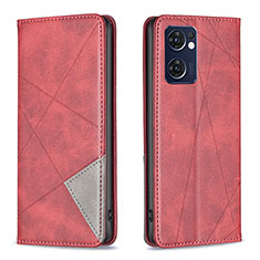 Funda de Cuero Cartera con Soporte Carcasa B07F para Oppo Find X5 Lite 5G Rojo