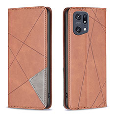 Funda de Cuero Cartera con Soporte Carcasa B07F para Oppo Find X5 Pro 5G Marron