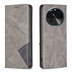 Funda de Cuero Cartera con Soporte Carcasa B07F para Oppo Find X6 5G Gris