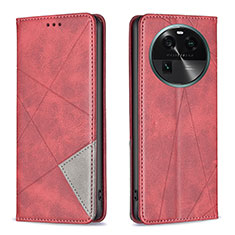 Funda de Cuero Cartera con Soporte Carcasa B07F para Oppo Find X6 5G Rojo