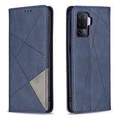 Funda de Cuero Cartera con Soporte Carcasa B07F para Oppo Reno5 F Azul