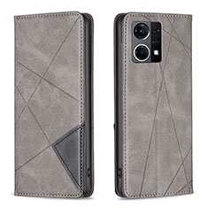 Funda de Cuero Cartera con Soporte Carcasa B07F para Oppo Reno7 4G Gris